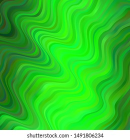 Light Green vector backdrop with curves. Abstract illustration with gradient bows. Template for cellphones.