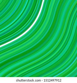 Light Green vector backdrop with curves. Abstract illustration with bandy gradient lines. Pattern for websites, landing pages.