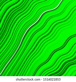 Light Green vector backdrop with curves. Abstract illustration with bandy gradient lines. Best design for your ad, poster, banner.