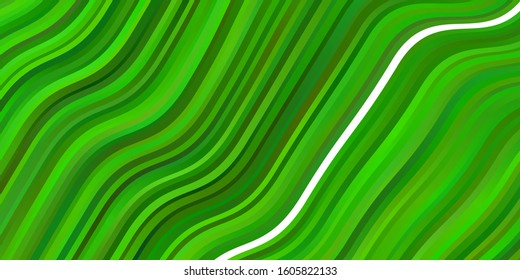 Light Green vector backdrop with curves. Colorful illustration with curved lines. Pattern for booklets, leaflets.