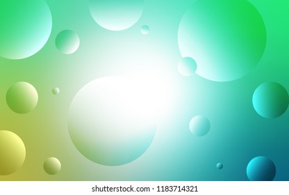 Light Green vector backdrop with dots. Glitter abstract illustration with blurred drops of rain. New design for ad, poster, banner of your website.