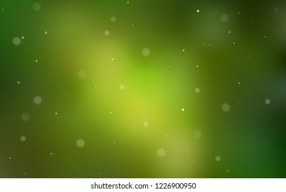 Light Green vector backdrop with dots. Glitter abstract illustration with blurred drops of rain. Completely new template for your brand book.