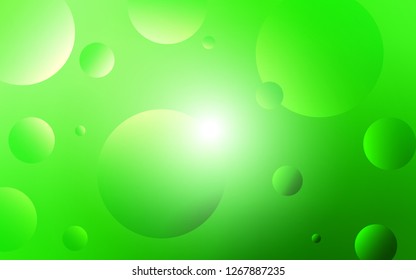 Light Green vector backdrop with dots. Beautiful colored illustration with blurred circles in nature style. Pattern can be used for futuristic ad, booklets.