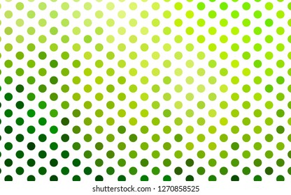 Light Green vector backdrop with dots. Glitter abstract illustration with blurred drops of rain. Design for business adverts.
