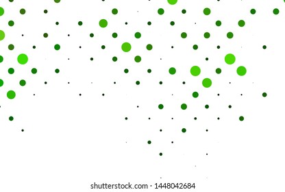 Light Green vector backdrop with dots. Glitter abstract illustration with blurred drops of rain. Pattern for beautiful websites.