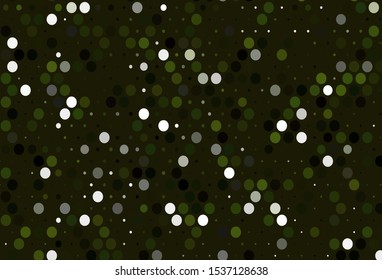 Light Green vector backdrop with dots. Blurred bubbles on abstract background with colorful gradient. Design for posters, banners.