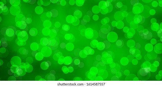 Light Green vector backdrop with dots. Glitter abstract illustration with colorful drops. Pattern for business ads.