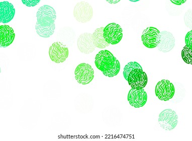 Light Green vector backdrop with dots. Blurred bubbles on abstract background with colorful gradient. Pattern for futuristic ad, booklets.