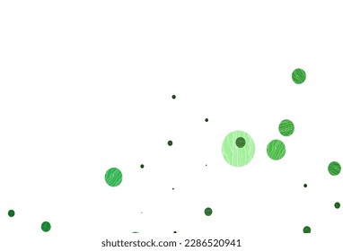 Light green vector backdrop with dots. Blurred bubbles on abstract background with colorful gradient. Template for your brand book.