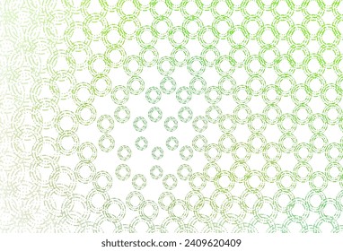 Light green vector backdrop with dots. Illustration with set of shining colorful abstract circles. Design for posters, banners.