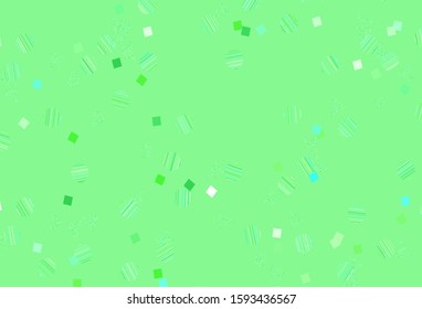 Light Green vector backdrop with lines, circles, rhombus. Decorative design in abstract style with lines, dots, cubes. Smart design for your adverts.