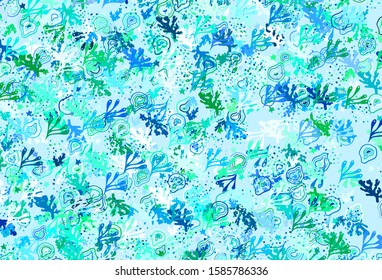 Light Green vector backdrop with memphis shapes. Colorful chaotic forms with gradient in modern style. Background for a cell phone.