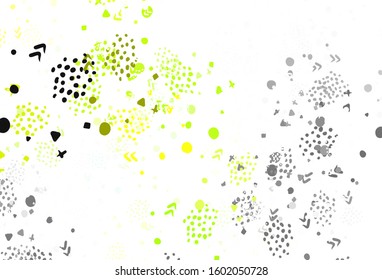 Light Green vector backdrop with memphis shapes. Colorful chaotic forms with gradient in modern style. Best smart design for your business.