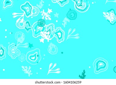 Light Green vector backdrop with memphis shapes. Colorful chaotic forms with gradient in modern style. Modern design for your business card.