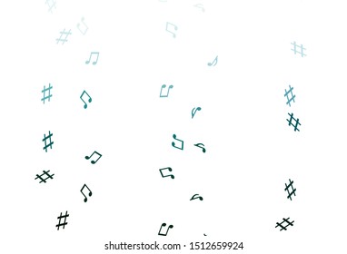 Light Green vector backdrop with music notes. Abstract illustration with colorful symbols of melody. Template for fasion magazines.