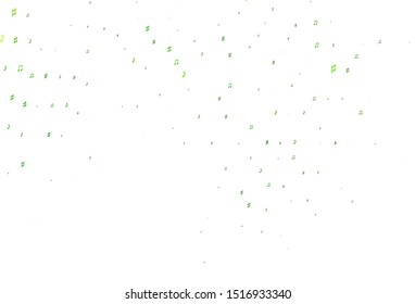 Light Green vector backdrop with music notes. Decorative design in abstract style with music shapes. Pattern for festival leaflets.