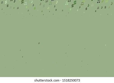 Light Green vector backdrop with music notes. Shining illustration of colorful gradient music notes. Modern design for wallpapers.