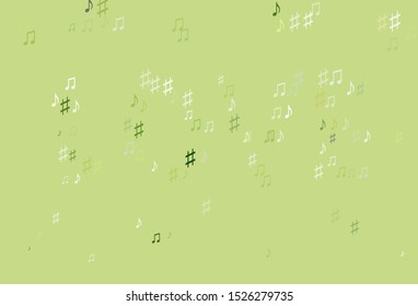 Light Green vector backdrop with music notes. Decorative design in abstract style with music shapes. Template for fashion magazines.