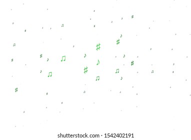 Light Green vector backdrop with music notes. Abstract illustration with colorful symbols of melody. Modern design for wallpapers.
