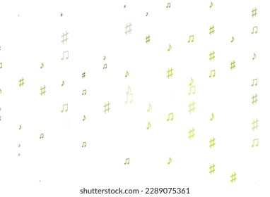 Light Green vector backdrop with music notes. Decorative design in abstract style with music shapes. Pattern for websites of musitians.