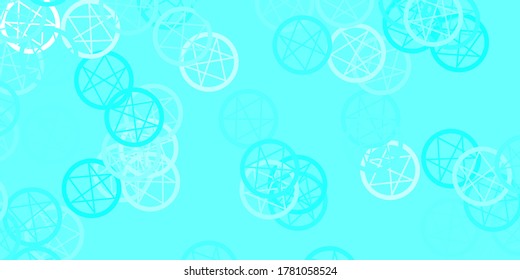 Fondo vectorial verde claro con símbolos misteriosos. Ilustración con signos mágicos de poder espiritual. Diseño sencillo para la representación oculta.
