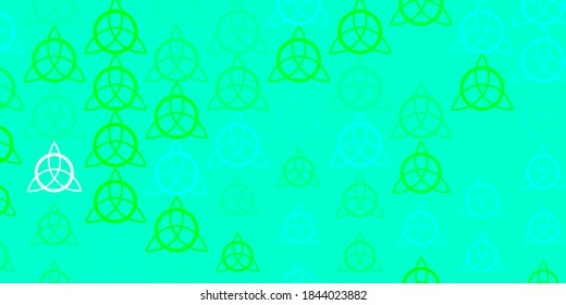 Light Green vector backdrop with mystery symbols. Abstract illustration with gothic gradient shapes. Simple design for occult depiction.