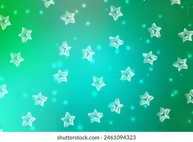 Light Green vector backdrop with small and big stars. Modern geometrical abstract illustration with stars. Best design for your ad, poster, banner.