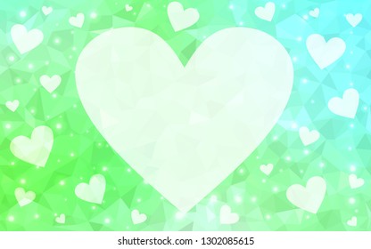 Light Green vector  backdrop with sweet hearts. Decorative shining illustration with hearts on abstract template. Design for ad, poster, banner of Valentine Day.
