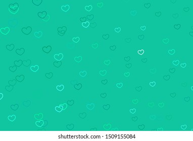 Light Green vector backdrop with sweet hearts. Decorative shining illustration with hearts on abstract template. Template for Valentine's greeting postcards.