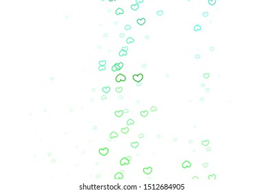 Light Green vector backdrop with sweet hearts. Glitter abstract illustration with colorful hearts in romantic style. Design for ad, poster, banner of Valentine Day.