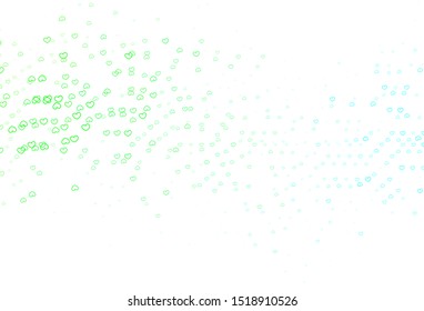 Light Green vector backdrop with sweet hearts. Hearts on blurred abstract background with colorful gradient. Pattern for marriage gifts, congratulations.