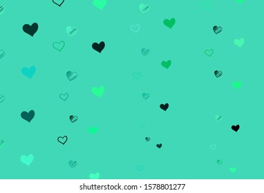 Light Green vector backdrop with sweet hearts. Hearts on blurred abstract background with colorful gradient. Pattern for valentine's ad, booklets.
