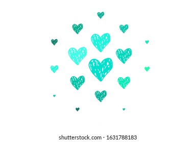 Light Green vector backdrop with sweet hearts. Beautiful celebration style hearts on abstract illustration. Design for celebrating of Valentine Day.