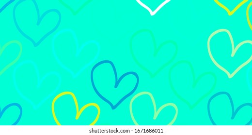 Fondo vectorial claro con corazones dulces. Ilustración decorativa brillante con corazones sobre plantilla abstracta. Patrón de anuncios de San Valentín, folletos.