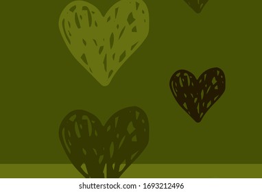 Light Green vector backdrop with sweet hearts. Beautiful abstract hearts on colorful gradient background. Pattern for marriage gifts, congratulations.