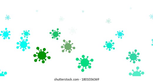 Light green vector backdrop with virus symbols. Abstract illustration with biological gradient shapes. Wallpaper for health protection.