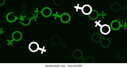Light Green vector backdrop with woman's power symbols. Illustration with signs of women's strength and power. Simple design for your web site.