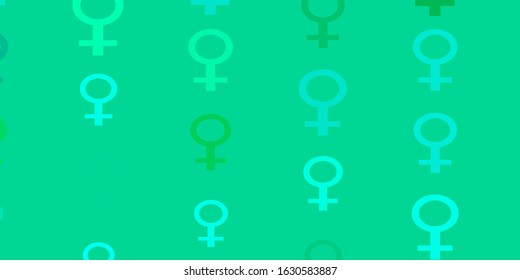 Light Green vector backdrop with woman's power symbols. Abstract illustration with a depiction of women's power. Design for landing pages.