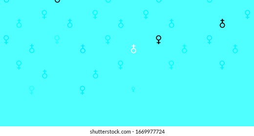 Light Green vector backdrop with woman's power symbols. Simple design in abstract style with women’s rights activism. Design for International Women’s Day.