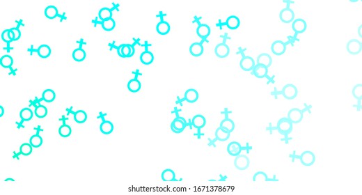 Light Green vector backdrop with woman's power symbols. Abstract illustration with a depiction of women's power. Best design to show the power of women.