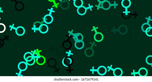 Light Green vector backdrop with woman's power symbols. Colorful feminism symbols with a gradient in modern style. Best design to show the power of women.