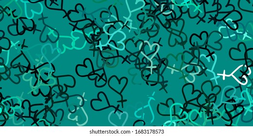 Light Green vector backdrop with woman's power symbols. Colorful illustration with gradient feminism shapes. Design for International Women’s Day.