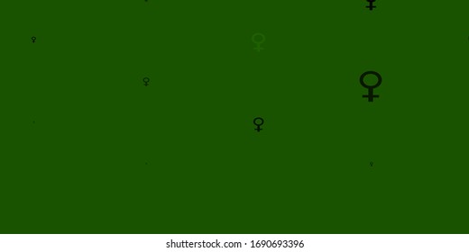 Light Green vector backdrop with woman's power symbols. Colorful illustration with gradient feminism shapes. Design for landing pages.