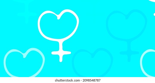 Light Green vector backdrop with woman's power symbols. Colorful feminism symbols with a gradient in modern style. Simple design for your web site.