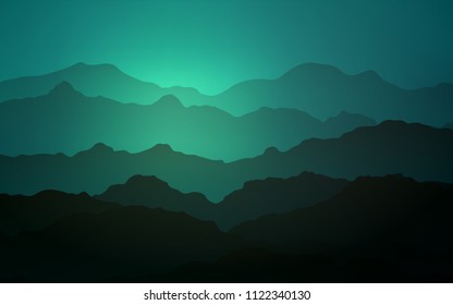 Light Green vector background with abstract circles. Glitter abstract illustration with wry lines. Mountain style for your business design.