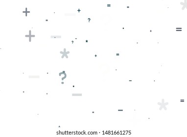 Light Green vector background with arithmetic signs. Shining colorful illustration with isolated Digit signs. Pattern for posters, banners of math books.