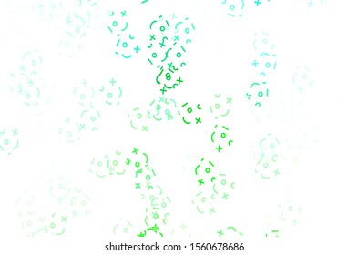 Light Green vector background with arithmetic signs. Colored mathematic signs with gradient on white background. Best design a poster, banner of a math college.