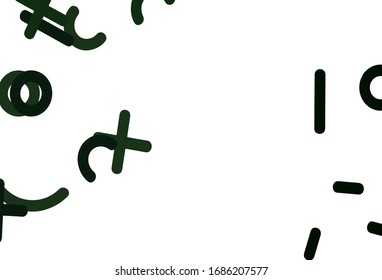 Light Green vector background with arithmetic signs. Abstract illustration with colored algebra signs. Pattern for school, grammar websites.