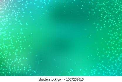 Light Green vector background with astronomical stars. Glitter abstract illustration with colorful cosmic stars. Smart design for your business advert.