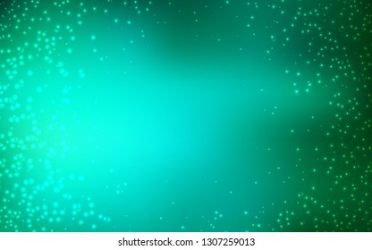 Light Green vector background with astronomical stars. Glitter abstract illustration with colorful cosmic stars. Pattern for astronomy websites.
